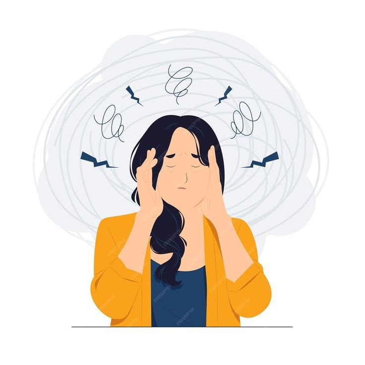 A girl dealing with worry and a pile of different emotions.