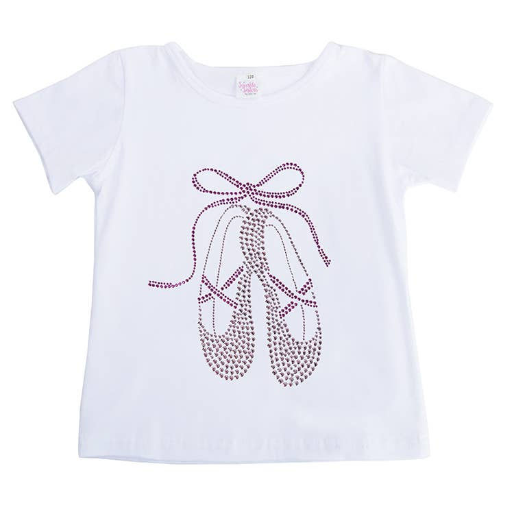 Lavender Studded Ballet Slippers on Short Sleeve Tee WS