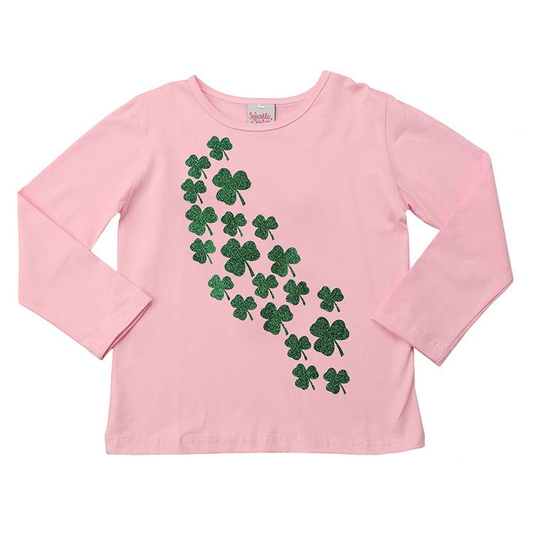 Green Falling Shamrocks Long Sleeve Tee WS