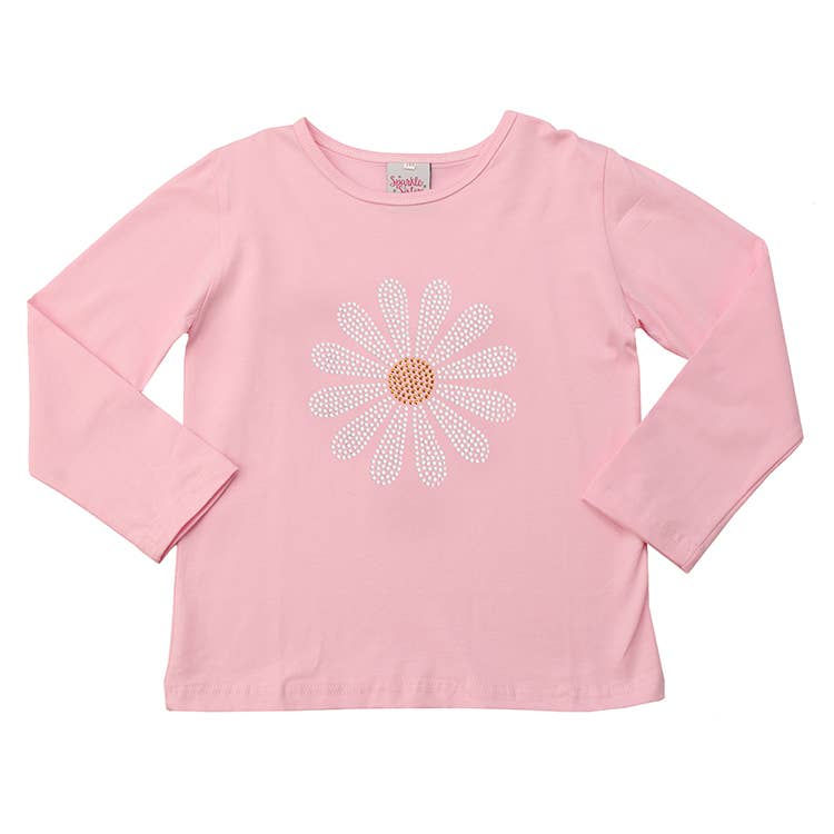 White Studded Daisy Long Sleeve Tee WS