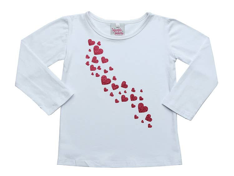 Thumbnail: Hot Pink Falling Hearts Long Sleeve T WS