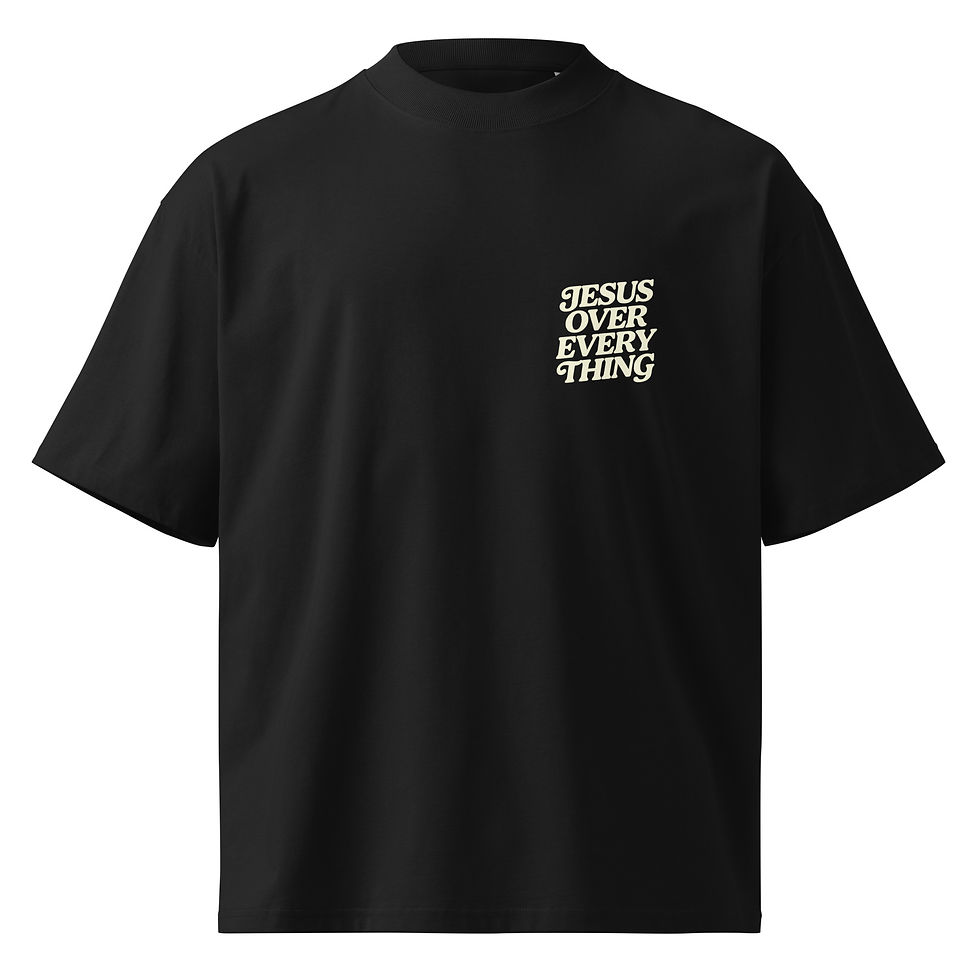 Thumbnail: Jesus Over Everything - Unisex organic oversized high neck t-shirt