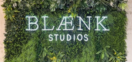 Mittel (Blaenk Studios Eingangsbereich mit moderne Pflanzenwand mit Monsteras und leuchten