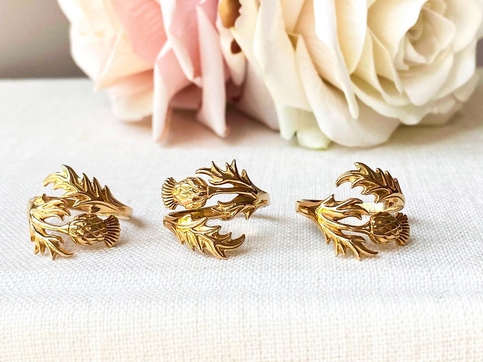 Thumbnail: Gold Adjustable Scottish Thistle Ring