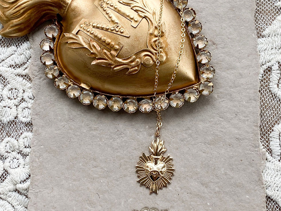 Thumbnail: Gold Filled or Sterling Silver Sacred Heart Necklace