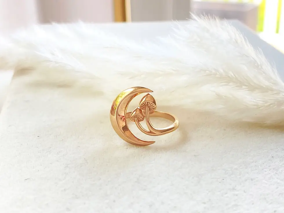 Thumbnail: Adjustable Moon and Mushroom Ring