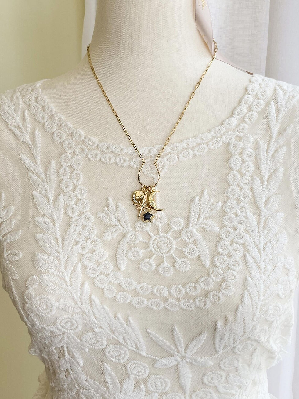 Thumbnail: Gold Celestial Necklace With Labradorite Star