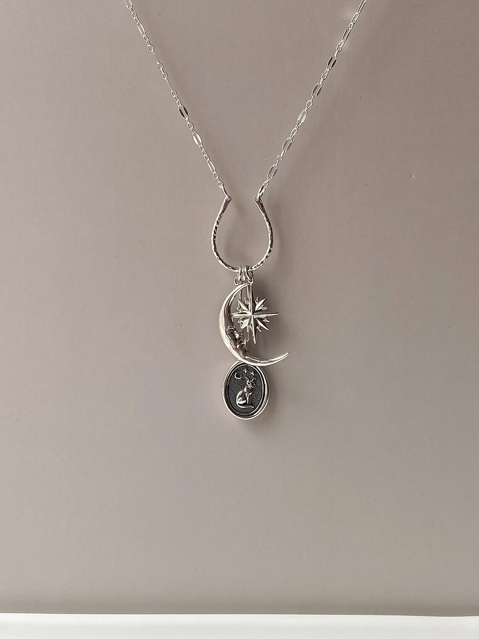Thumbnail: Sterling Silver Celestial Cat Necklace