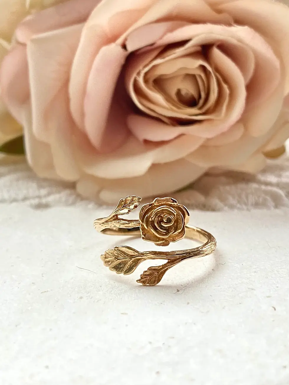 Thumbnail: Adjustable Rose Ring in Gold Bronze
