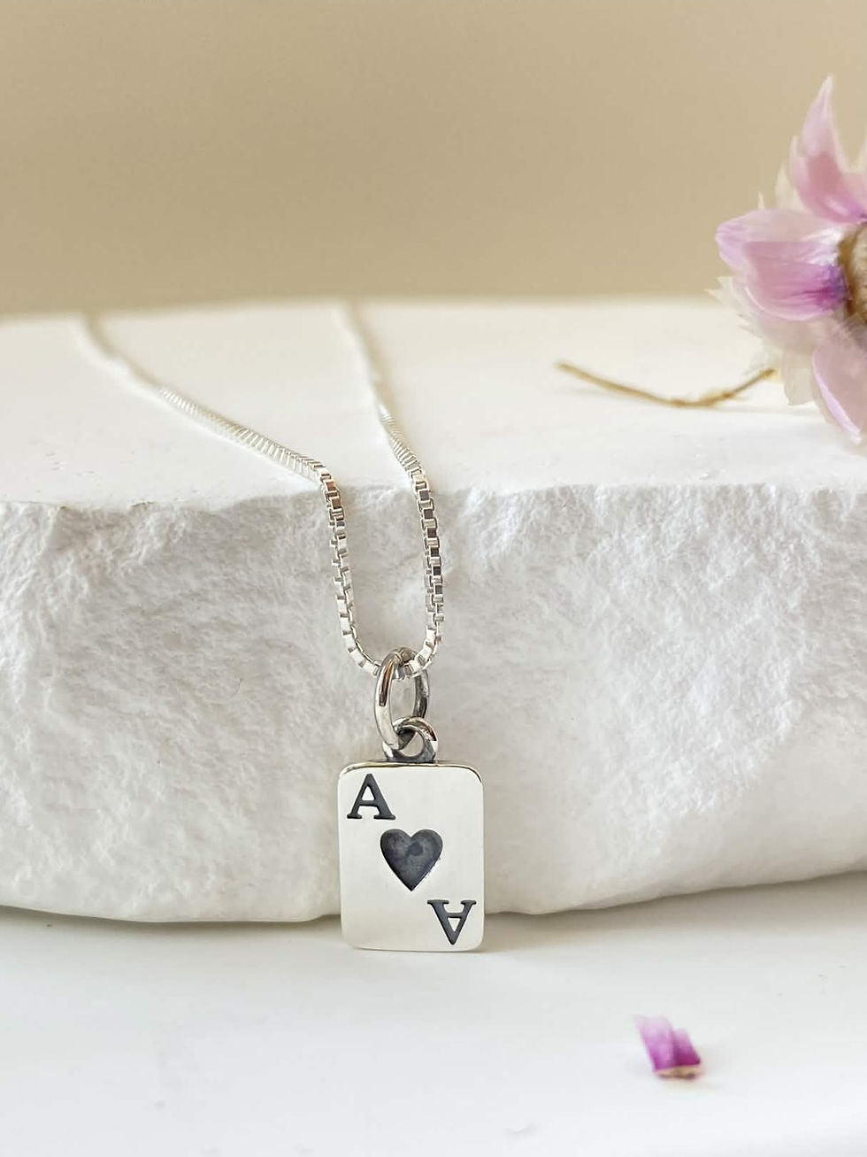 Thumbnail: Tiny Sterling Silver Ace of Hearts Playing Card CHARM ONLY