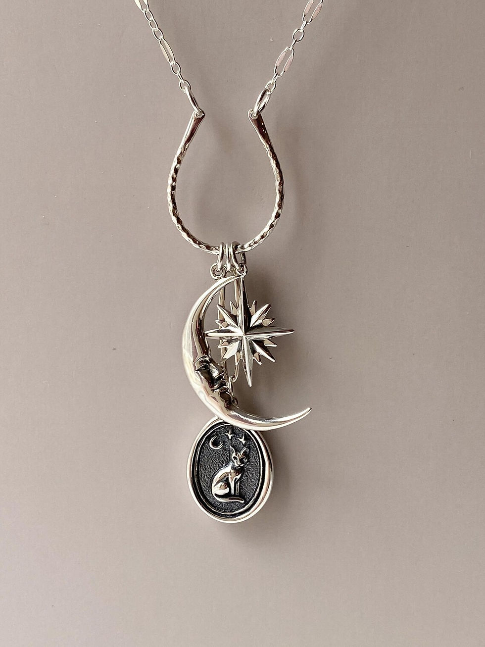 Thumbnail: Sterling Silver Celestial Cat Necklace