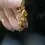 Thumbnail: Gold Victorian Mourning Earrings - Gold Leaves and Garnet Earrings