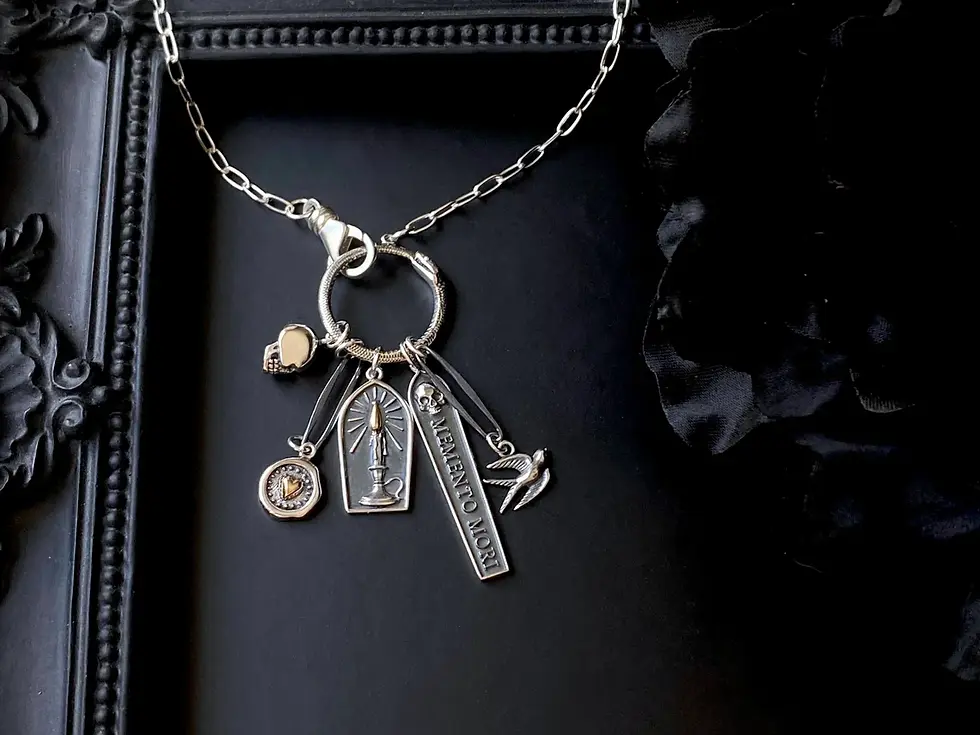 Sterling Silver Gothic Memento Mori Necklace