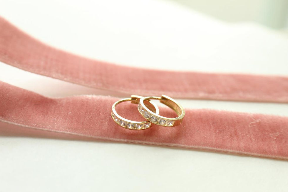 Thumbnail: Round Hoop Earrings with CZ Solid 14K Yellow Gold