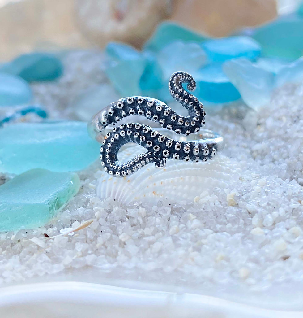 Thumbnail: Sterling Silver or Gold Adjustable Octopus Tentacle Ring
