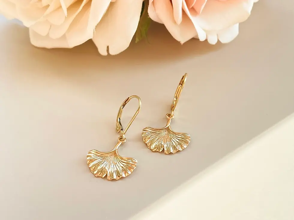 Thumbnail: Gold Filled or Sterling Silver Ginkgo Leaf Leverback Earrings
