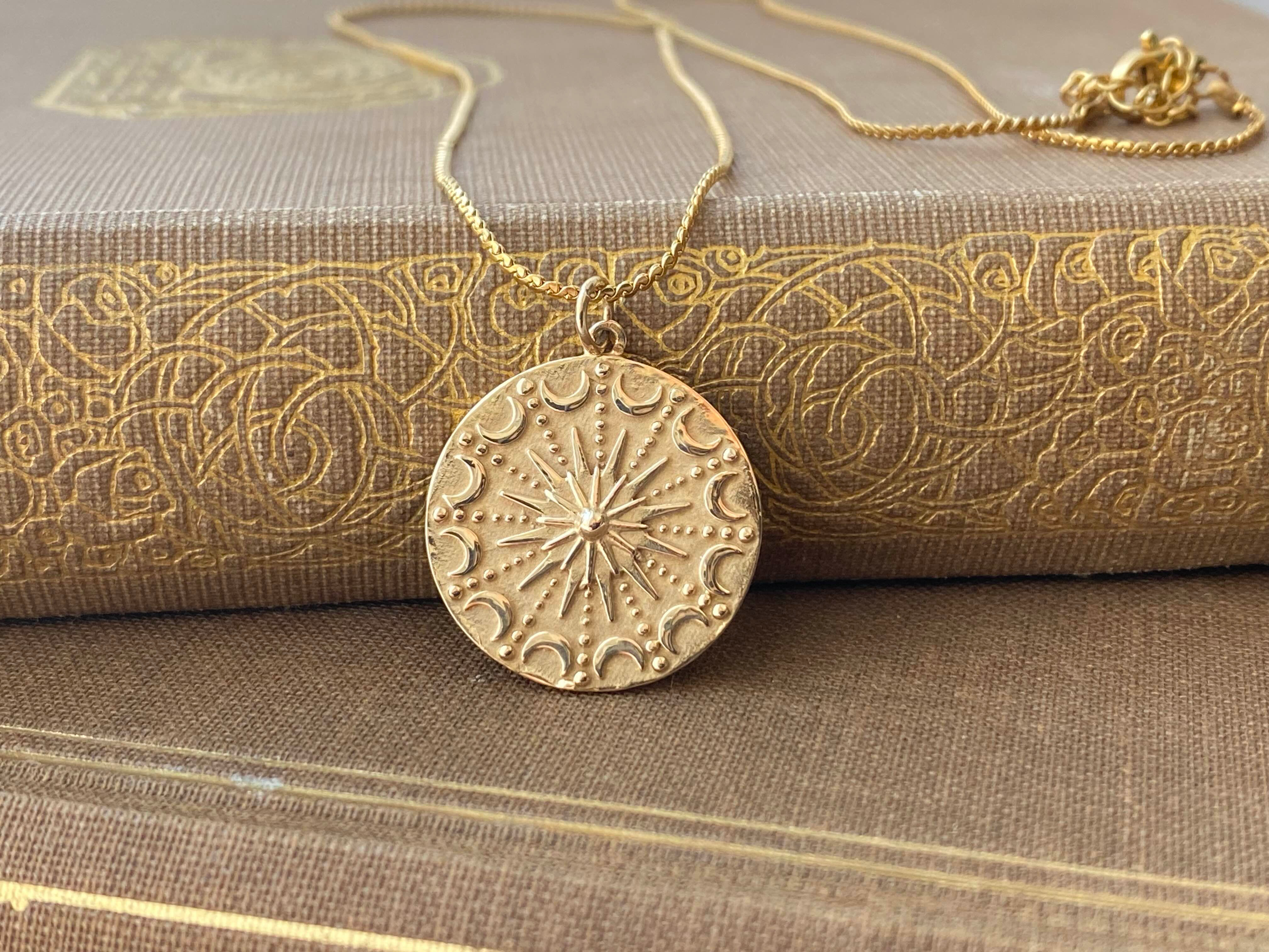 Gold Sun and Moon Mandala Necklace