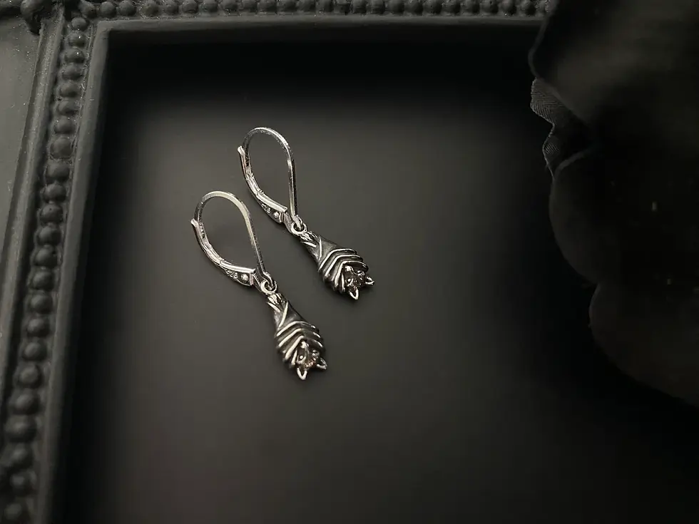 Thumbnail: Small Sterling Silver Bat Earrings