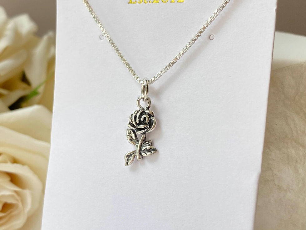 Thumbnail: Sterling Silver Small Rose Necklace