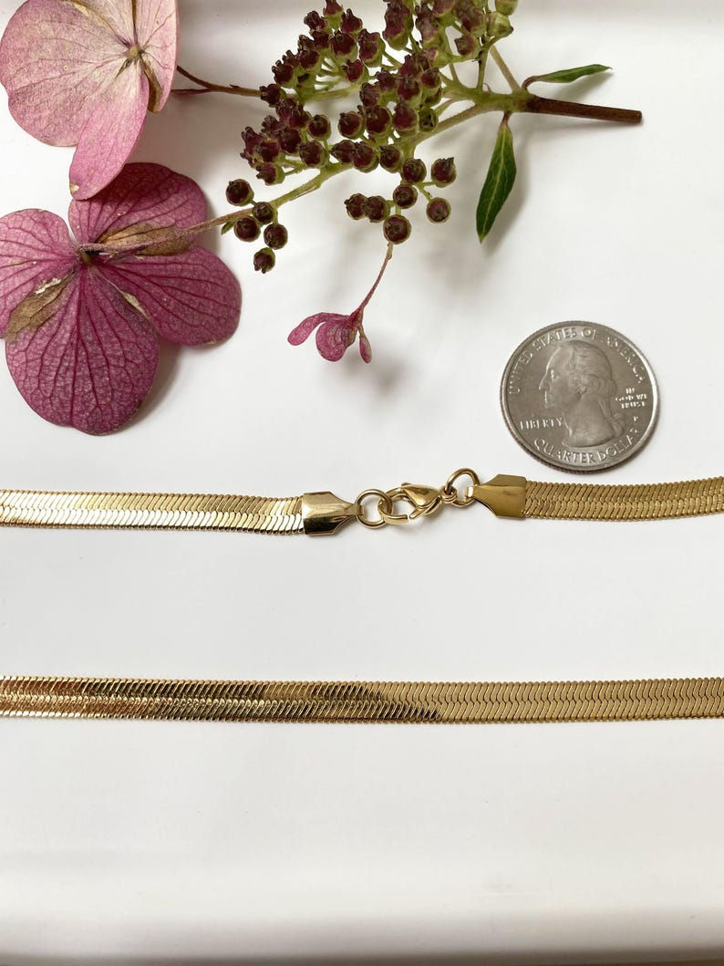 Thumbnail: Gold Herringbone Stainless Steel Necklace