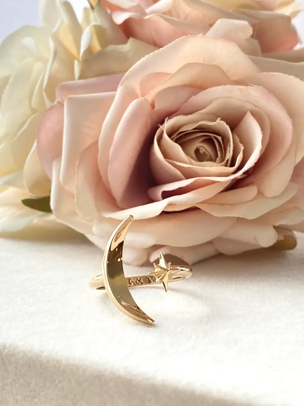 Thumbnail: Gold Adjustable Moon and Star Ring