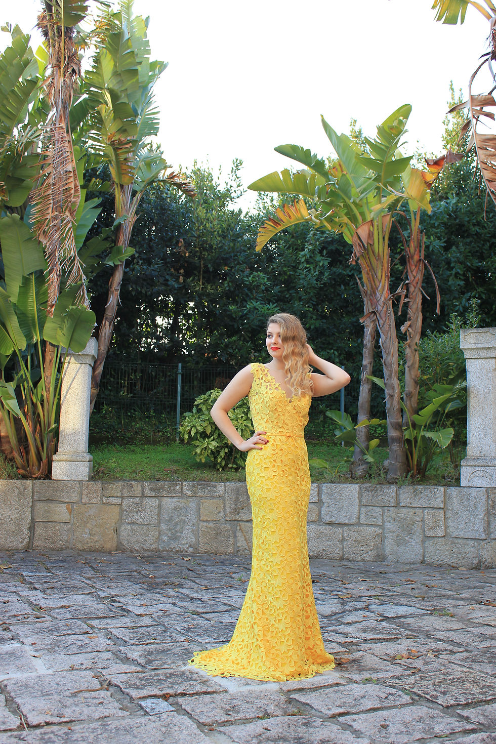 Miniatura: Vestido guipur amarillo