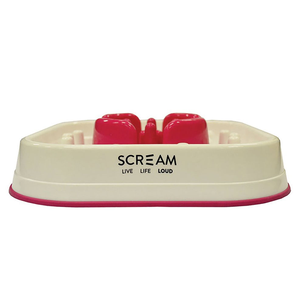 Scream SLOW FEED INTERACTIVE DOG BOWL Loud Pink 28x28x7cm
