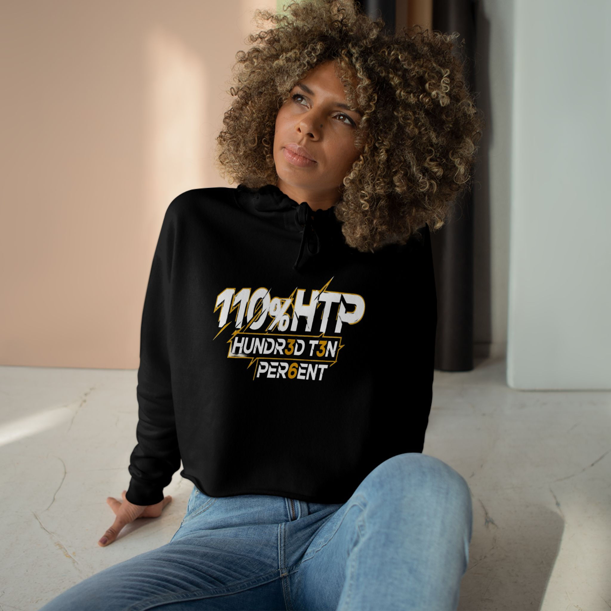 "Hundr3d T3n Per6ent" Cropped Hoodie