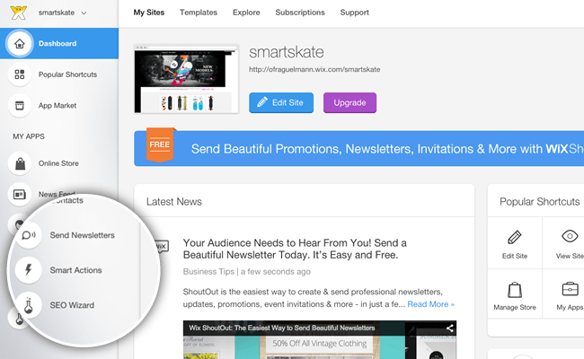 My Account - Wix Smart Actions