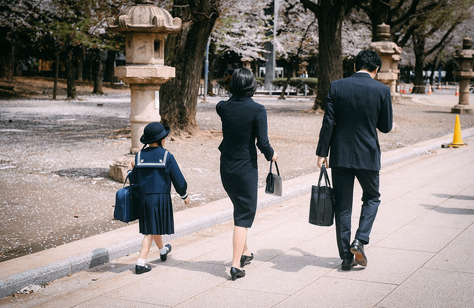 asian family on street