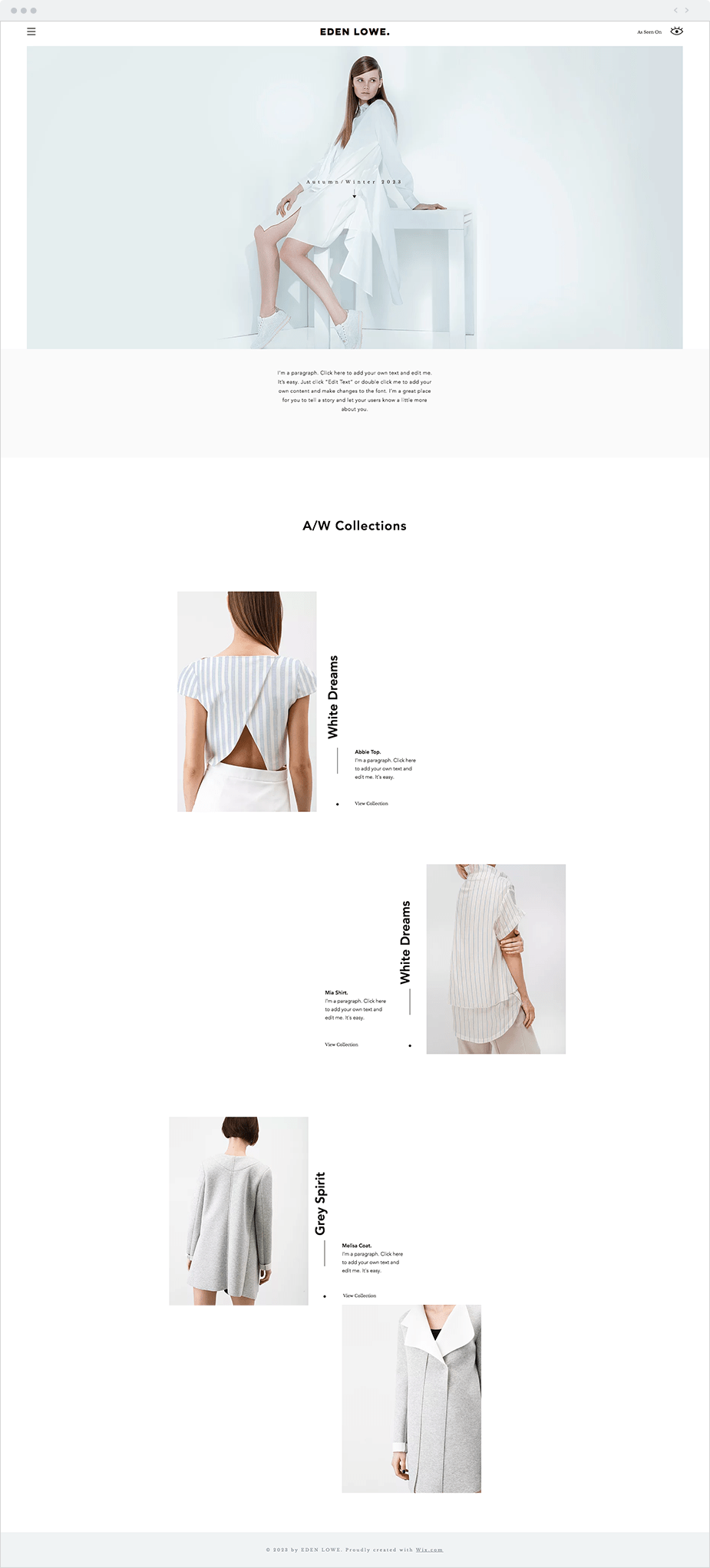 Template Wix para Site de Estilista de Moda