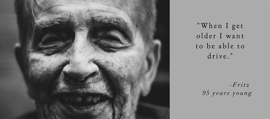 black and white headshot of elderly person