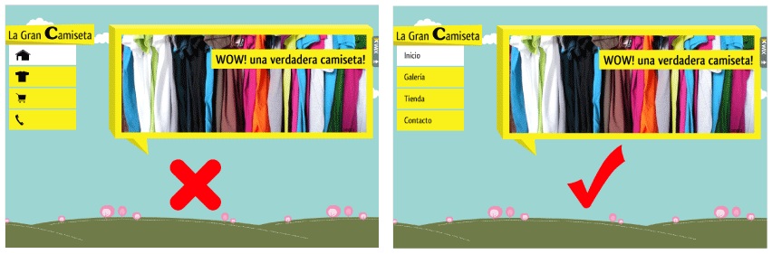 Uso de Textos o de Iconos?