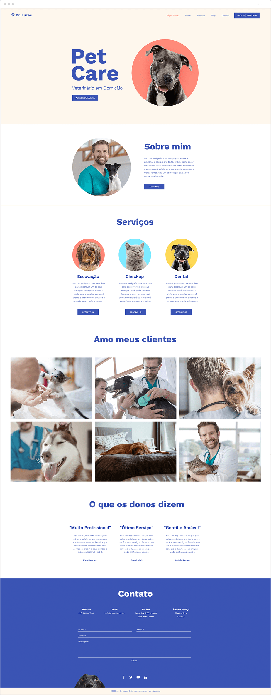 Template para Site de Cuidados com Animais