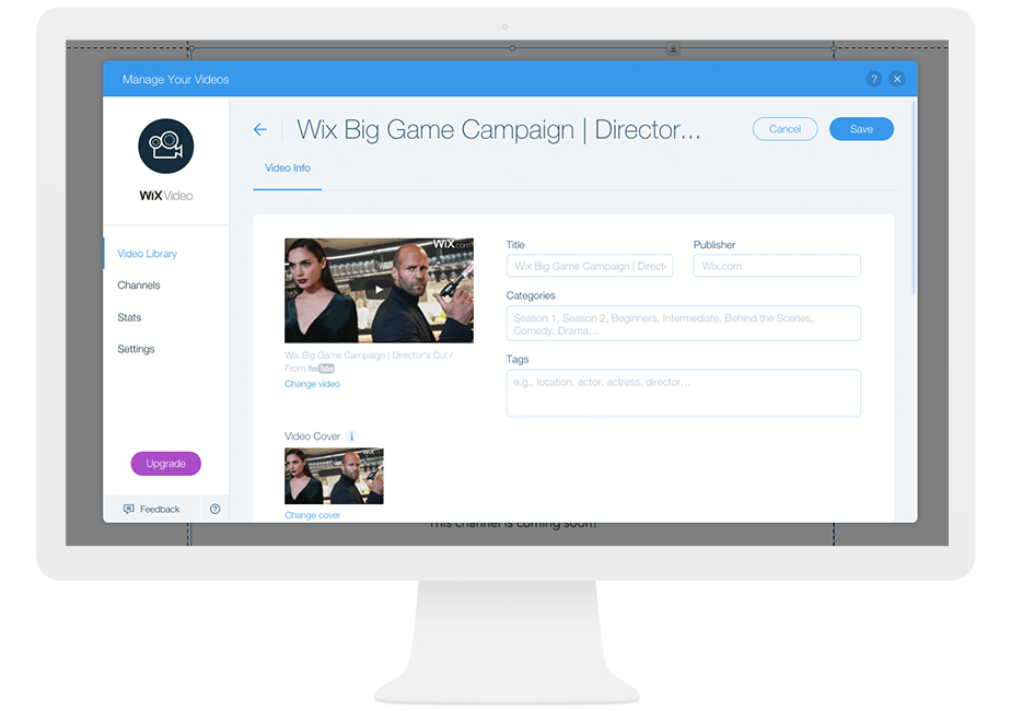how to add a description in Wix Video