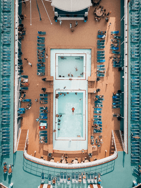 aerial view of cruise pool