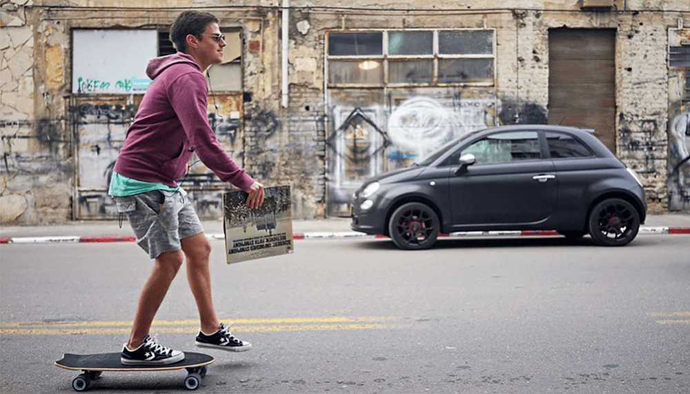 Skateboard in the streets of Tel Aviv