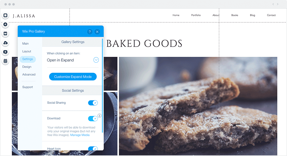 The Wix Pro Gallery helps you protect the photos of your website