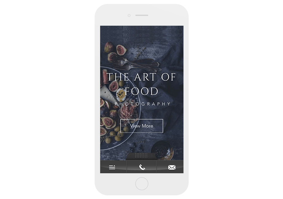 action bar to navigate on a mobile photography website