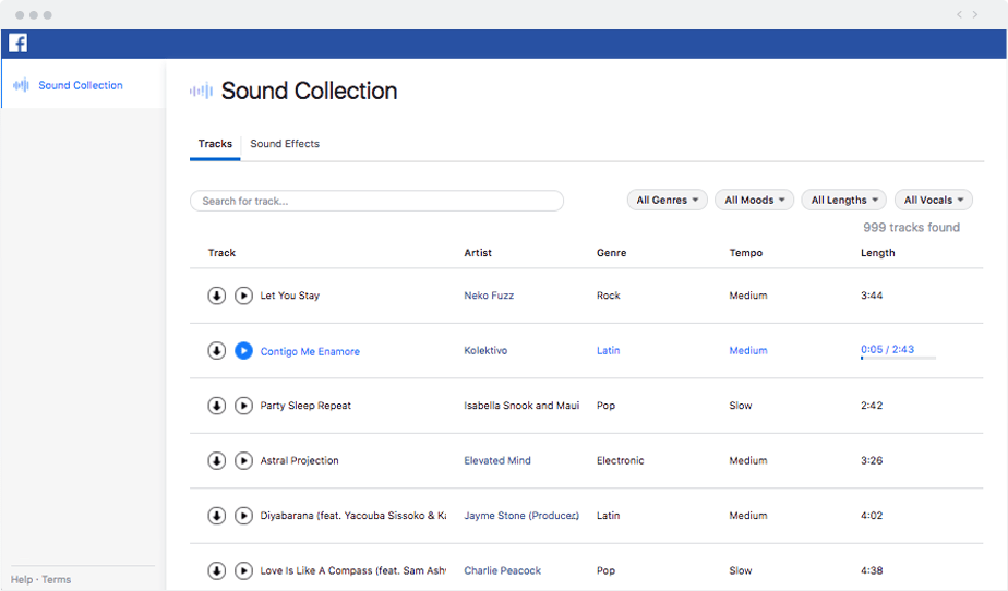 Sound Collection: Facebook updates 2018