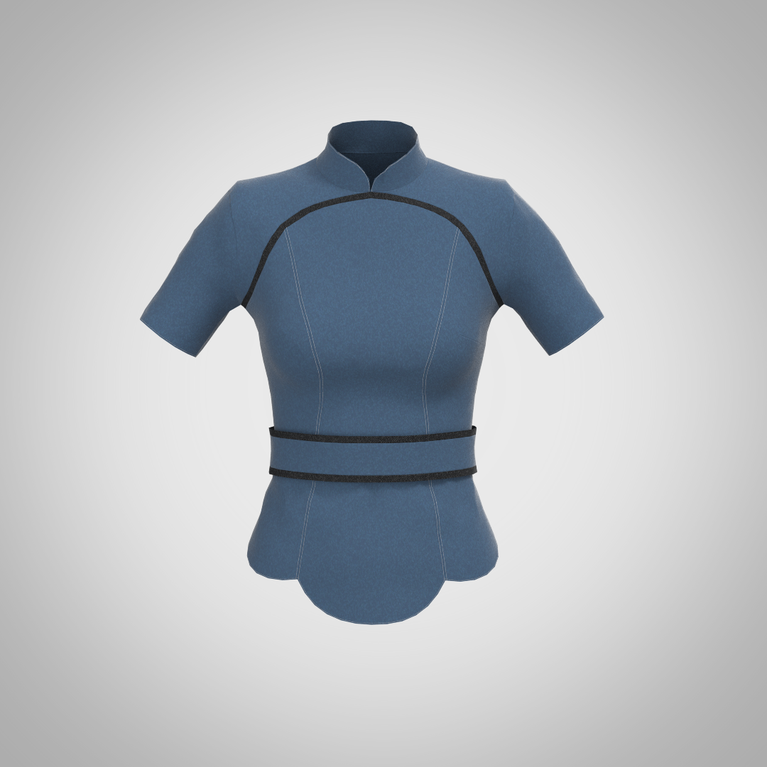 Denim Cheongsam Top Dark Blue