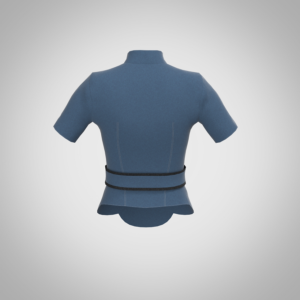 縮圖：Denim Cheongsam Top Dark Blue