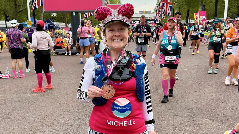 Michelle running the London Marathon in support of Life after Cancer