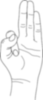 Mudra of Air (Vayu Mudra) - Bring the index finger to the base of the thumb, and press the back of the second phalange with the thumb. Keep the other three fingers straight to prevent any dis-ease due to an imbalance of the air element.