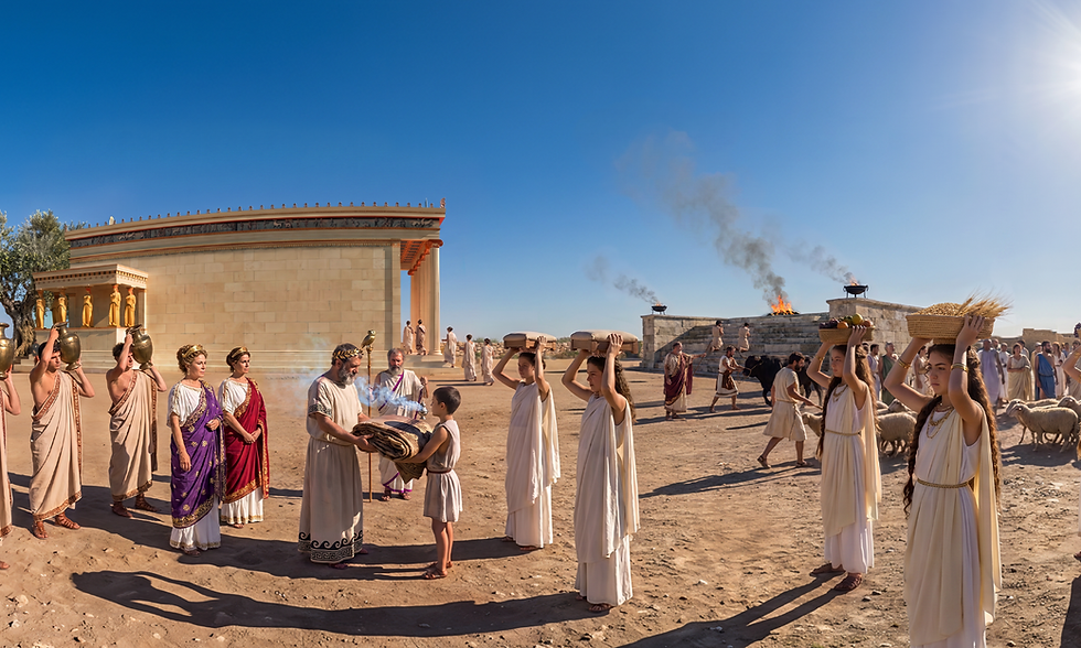 TimeLens reconstruction of the Acropolis during the Panathenaic procession facing the Erechteion