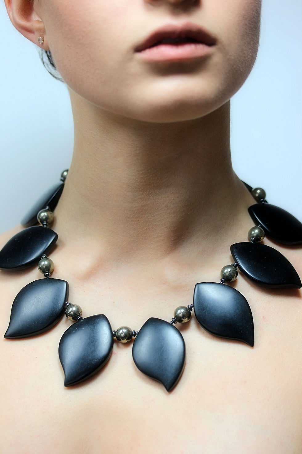 Heavy Onyx and Hematite bead Necklace