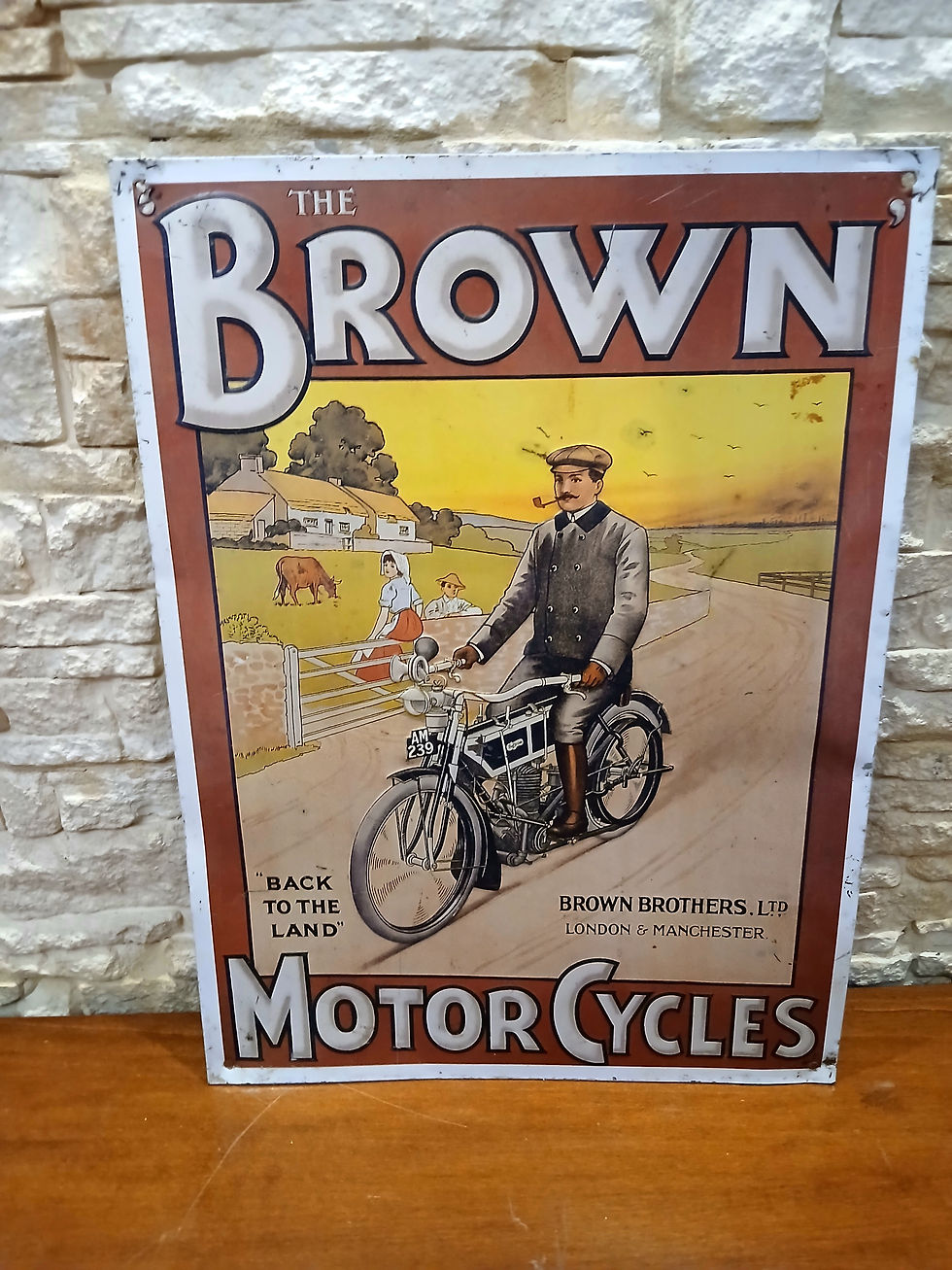 Thumbnail: Insegna Metallica Brown Motor Cycles