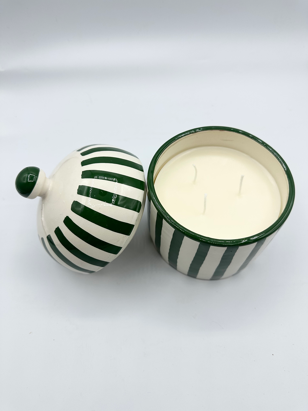 Miniature : Bougie rayures vertes