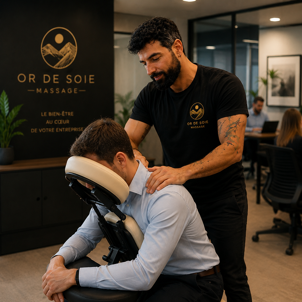 Massage assis Or de soie pour un employé de bureau.