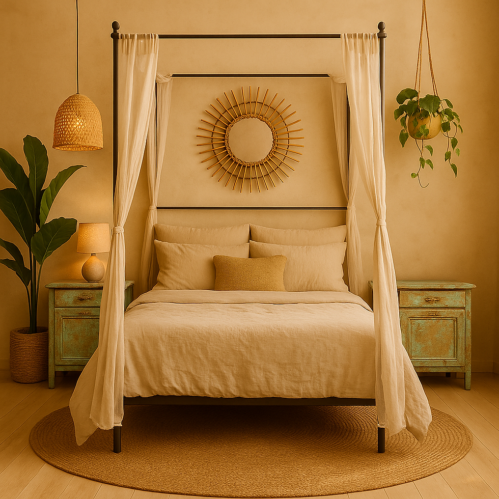 Nachttische im Boho Styl Türkis mit Goldakzenten